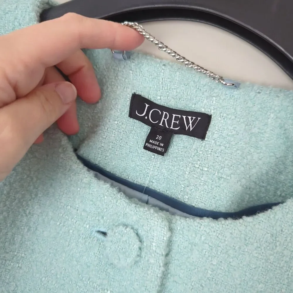 J. Crew NWT Lady Jacket Blazer Faded Mint Textured Boucle Tweed Chic Plus 24